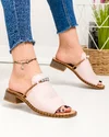 Papuci dama piele naturala roz pudra cu talpa joasa PV960 2