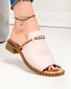 Papuci dama piele naturala roz pudra cu talpa joasa PV960 1
