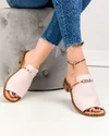 Papuci dama piele naturala roz pudra cu talpa joasa PV960 4