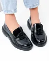 Pantofi casual dama piele naturala lacuita negri cu inchidere slip-on PC823-3 3