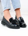 Pantofi casual dama piele naturala lacuita negri cu inchidere slip-on PC823-3 4