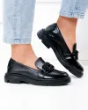 Pantofi casual dama piele naturala lacuita negri cu inchidere slip-on PC823-3 5