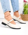 Balerini dama piele naturala bej cu inchidere catarama si varf rotund TN6510 1
