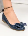 Balerini dama piele naturala bleumarin cu fundita frontala BA004 1