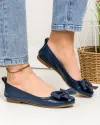 Balerini dama piele naturala bleumarin cu fundita frontala BA004 4