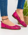 Balerini dama piele naturala fucsia cu model perforat si talpa joasa AK2035 3