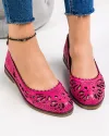Balerini dama piele naturala fucsia cu model perforat si talpa joasa AK2035 1