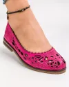 Balerini dama piele naturala fucsia cu model perforat si talpa joasa AK2035 4
