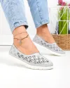 Balerini dama piele naturala gri cu model perforat JY3960 2