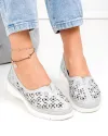 Balerini dama piele naturala gri cu model perforat JY3960 1