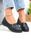Balerini dama piele naturala negri cu model perforat JY3960 4