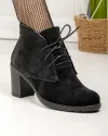 Botine dama piele naturala intoarsa negre cu toc gros si inchidere siret PCI602V 3