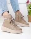 Ghete captusite dama piele naturala kaki cu inchdere fermoar F001-886 3