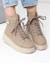 Ghete captusite dama piele naturala kaki cu inchdere fermoar F001-886 4