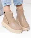 Ghete captusite dama piele naturala kaki cu inchidere fermoare laterale T7007 3