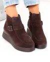 Ghete dama din piele naturala intoara maro inchis cu talpa inalta T-2658 3