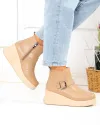 Ghete dama din piele naturala khaki cu talpa inalta T-2658 4