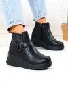 Ghete dama din piele naturala negre cu talpa inalta T-2658 1