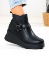 Ghete dama din piele naturala negre cu talpa inalta T-2658 2