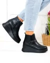 Ghete dama din piele naturala negre cu talpa inalta T-2658 4