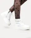 Ghete dama piele naturala albe cu talpa groasa imblanite T7018 4