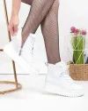 Ghete dama piele naturala albe imblanite cu talpa groasa F002-296 2