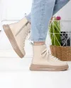 Ghete dama piele naturala bej cu talpa alba AW458 4