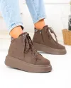 Ghete dama piele naturala intoarsa gri cu platforma F002-444B 2