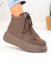 Ghete dama piele naturala intoarsa gri cu platforma F002-444B 3