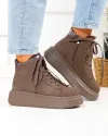 Ghete dama piele naturala intoarsa gri cu platforma F002-444B 4