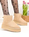 Ghete dama piele naturala intoarsa imblanite bej cu inchidere slip-on DS-4134 3