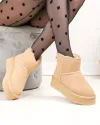 Ghete dama piele naturala intoarsa imblanite bej cu inchidere slip-on DS-4134 4