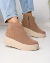 Ghete dama piele naturala intoarsa kaki captusite cu inchidere fermoar T-7027 4