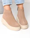 Ghete dama piele naturala intoarsa kaki captusite cu inchidere fermoar T-7027 1
