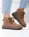 Ghete dama piele naturala intoarsa kaki cu talpa groasa JY7950 4