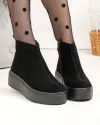 Ghete dama piele naturala intoarsa negre captusite T7027 2