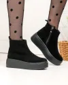Ghete dama piele naturala intoarsa negre captusite T7027 1