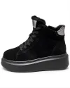 Ghete dama piele naturala intoarsa negre cu platforma F002-444B 3