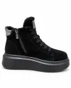 Ghete dama piele naturala intoarsa negre cu platforma F002-444B 4