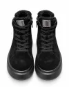 Ghete dama piele naturala intoarsa negre cu platforma F002-444B 5