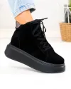 Ghete dama piele naturala intoarsa negre cu platforma F002-444B 1