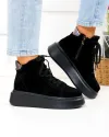 Ghete dama piele naturala intoarsa negre cu platforma F002-444B 2