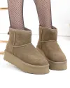 Ghete dama piele naturala intoarsa olive imblanite cu talpa usoara DS-4134 4