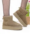 Ghete dama piele naturala intoarsa olive imblanite cu talpa usoara DS-4134 2