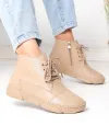 Ghete dama piele naturala kaki imblanite cu varf rotund si talpa cusuta F20-036 3