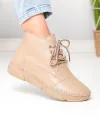 Ghete dama piele naturala kaki imblanite cu varf rotund si talpa cusuta F20-036 4