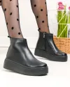 Ghete dama piele naturala negre captusite cu inchidere fermoar T7027 3