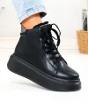 Ghete dama piele naturala negre cu platforma F002-444B 2