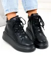 Ghete dama piele naturala negre cu platforma F002-444B 1