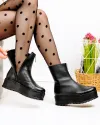 Ghete dama piele naturala negre cu talpa groasa PCI077 2